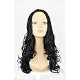Bombshell Hair Extensions 3/4 Half Head Hair Piece 24 inches Heat Resistant Synthetic Long Curly Thick Wig (M01 JET BLACK)