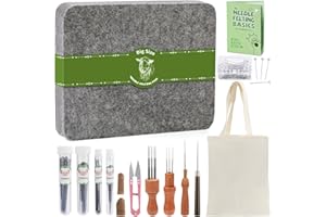dipeer Needle Felting Kit, 8×10 Inch Needle Felting Pad, 90 Pcs Felting Needles, Needle Felting Kits for Beginners 3 Size Wooden Handle Holder, Felting Supplies with Storage Bag for DIY Crafts