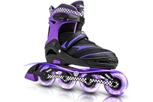 Ruthfot Verstellbare Inline Skates für Kinder Jungen und Mädchen, Leucht-Skates für Kinder von 6-12 Jahren Outdoor-Leuchtpatinen für Frauen und Männer