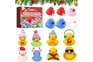 HUAHUANGHUI Calendario Adviento Patos de Goma 2025, Calendario Adviento Niños 2025, calendario Navideño de Pato Chirriante para Niños, Regalos para 3-12 Años niños y Niñas