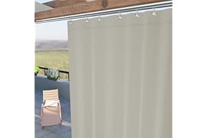 Byour3 – wasserdichte Outdoor Vorhäng Wetterfest mit Metallringen Anti-Schimmel Verdunkelungs Seitenvorhänge Markise für Balkon Pavillon Terrasse Sonnenschutz (Natürlich, B. 300 x 290 L)