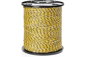 KEDIFOAI 400M Corde de clôture électrique en acier inoxydable pour clôture de bétail, accessoires de clôture électrique (jaune + noir, 400M)