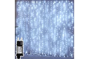 Yinuo Candle Led Tenda Luci 3x3 m,300 Led Impermeabilità Ip44 Cascata Luci con 8 Modalità di Illuminazione Decorazione di Nozze,Festa,Tenda Luminosa Decorazioni San Valentino e Natale Decorazioni