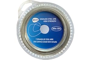 NewShot Fishing Steel Wire Line Leader Set - 10 m Stainless Steel Trace Lure Nylon Coated 1x7 Strands Leader Wire + 10x Crimps Sleeves