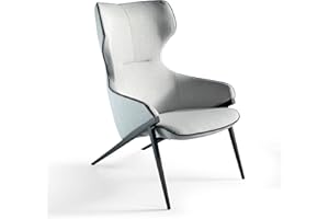 AC ANGEL CERDÁ Ángel Cerdá - Sillón Tapizado Tela Gris con Ribetes Negros - Sillones para el Salón - Sillón Moderno con Respaldo Alto y Base de Acero Negro - Butacas de Salón y Silla Lectura - 70 x 90 x 102 cm