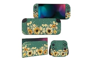 PlayVital Full Set Protective Skins for Nintendo Switch 2 Console & Joycon, Customized Vinyl Decal Wrap Sticker for Nintendo Switch 2 & Dock & Hand Grips - Sunflowers