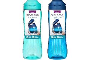 Sistema Active Sports Water Bottles | 800 ml | Leakproof Kids Water Bottles | Impact-Resistant Tritan Plastic | BPA-Free | Ocean Blue & Minty Teal | 2 Count