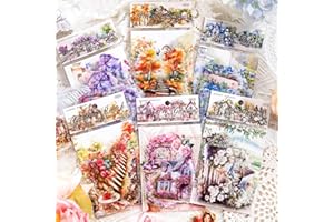 RUIYDZ 180 Blätter PET Garten Landschaft Scrapbook Papier Scrapbooking Deko Aesthetic Sticker Set Vintage Flowers Scrapbook Stickers Junk Journal Aufkleber Blumen Papers für Diy Fotoalbum Journaling Zubehör