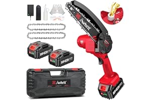 Akku Kettensäge 8000mAh,Avhrit 6 Zoll Mini Kettensäge mit Automatischer Öler Elektro Kettensäge für Gartenscheren Astschere Holzschneidenz