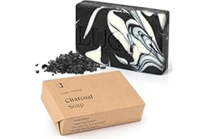 lubiu Savon au Charbon - 100g Parfum Savon Noir Corps, Savon Main Solide et Savon Visage Acné - Savon Naturel Bio - Savon Saponifié à Froid - Soap