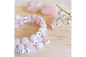 Naïris bijoux Bracelet d'allaitement quartz rose - permet de noter l'heure de la dernière tétée ou dernier biberon - modèle Ponleak