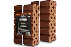 Topline High Energy Heat Logs - Pack of 24 Ultra Dry Compressed Fuel Logs. Great for Burners, Open Fires and Multi-Fuel Stoves. Planet-Friendly Wood Briquettes.