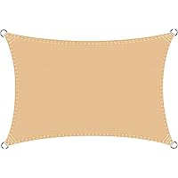 Cool Area Sonnensegel Rechteckig 2 x 3 Meter, Sonnenschutz HDPE wetterbeständig für Garten und Balkon, Sand