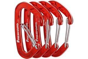‎FRESKARO FresKaro 4 Stück 15 kN Wiregate Karabinerhaken, robust, Stabiler EDC-Zubehörclip, Nicht zum Klettern, große Größe, leicht, für Wandern, Camping, Angeln, Outdoor, Rucksack