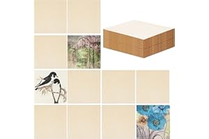 Belle Vous Cuadrados en Blanco Maderas para Manualidades (Pack de 30) 10 x 10 cm Cuadrados de Madera Lisos - 2,5 mm de Grosor para Posavasos, Pintar, Pirograbado – Madera Sin Acabado