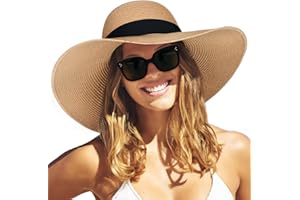 FURTALK Womens Sun Straw Hat Wide Brim UPF 80 Summer Hat Foldable Roll up Floppy Beach Hats for Women