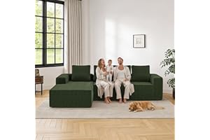 ‎YIHOMFY Yihomfy Ecksofa mit Schlaffunktion Tobi 261x145 cm Cord Sofa mit Memory-Schaumstoff Hohe Rückprallelastizität & Atmungsaktiv Moderner Wohnsessel für Wohnzimmer (Grün)