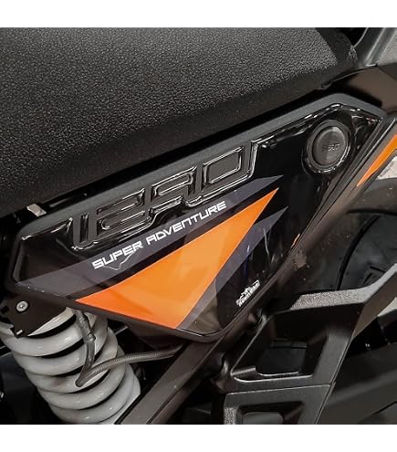 Paraserbatoio In Resina 3D Per KTM 1290 Super Adventure - Adesivo Compatibile, Made In Italy, Effetto Rilievo 2mm, Bianco/Arancio - 4