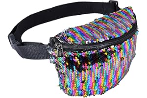 BEST FANCY DRESS One BFD Fanny Pack Waist Pack Bumbag Bum Bag Running Belt for Ladies Men Kids Festival Causal Holiday Wipe Clean Adjustable Strap (Sequin Multi)