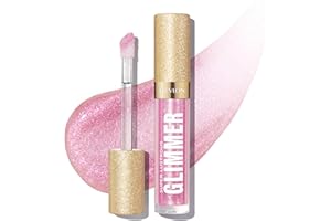 REVLON Super Lustrous Glimmer Gloss, Brillo de Labios Hidratante y Voluminizador, Gloss con Glitter de Origen Eco-Vegetal, Acabado Ultra-Brillante No Pegajoso Tono 002 Pink Prisma, 3,8ml