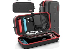 OIVO Switch Tasche für Nintendo Switch/OLED-Modell, große Tragetasche für Joycon und EU Netzteil, Harte Hülle mit Aufbewahrung für 20 Spiele & Zubehör, Rot