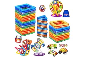 Shrubz 61 Piezas Bloques Magneticos Bloques Construccion Niños Juego de Imanes 3D Juego Imanes Juguetes para Niños y Niñas de 2 3 4 5 6 7 Años Imanes Magnéticos Niños Regalos Cumpleaños Juguetes