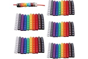 AMUSINGTAO 500 Pcs Cable Markers 0 to 9 Numbers Different 10 Colors Insulation Cable Identification Tags Durable Wire Labels