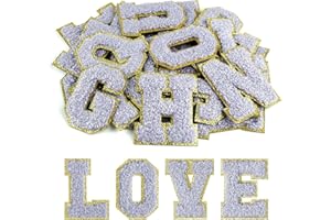 Morcheiong 26 toppe autoadesive in ciniglia, lettere dalla A alla Z, termoadesive per vestiti, tessuti, scarpe, borse fai da te (viola chiaro)