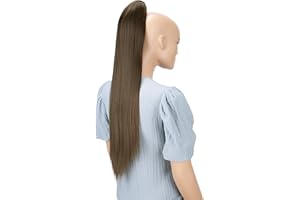 ‎CAISHA CAISHA 70cm Extralang Clip On Haarteil Zopf Pferdeschwanz Hitzebeständig Synthetik Glatt Braun H159