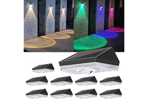 ELLASAY Solar Fence Lights Outdoor Garden,10 Color Modes Garden Lights Solar Powered Waterproof for Outside Deck Patio Gate Yard Decoration-10Pack
