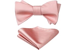 HISDERN Hommes Noeud Papillon mouchoir ensemble en serge de couleur unie nœuds papillon auto-noués pour la Fête de Mariage