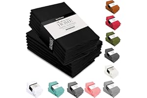 ADAM HOME Cloth Napkins (Black, 12 Pack) 18x18 inches Fabric Napkins, Cotton Dinner Napkins Ideal for Home & Commercial Use - Durable Restaurants Napkins - Easy Clean Machine Washable Banquets Napkins