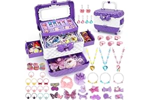 JOOFUL Gioielli per bambini, giocattolo, set di gioielli con collane, anelli e fermagli per capelli, idea regalo per ragazze 3 4 5 6 7 8 9 10 anni