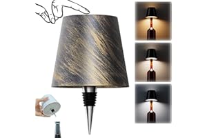 AIMARS Wireless Bottle Lamp, 3 Color Stepless Dimming Wine Bottle Lamp, LED Rechargeable Touch Control Wireless Bottle Lampshade for Bedroom, Restaurant, Bar (Wood Color, 1-Pack)