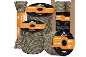 Abma Cord 550 Paracorde 4mm 15m Type III Corde 100% Nylon 7 Brins pour Bracelet, l'artisanat, Survie, Extrieur - Max. 250 kg - R Camo