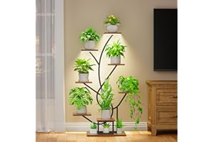 BACEKOLL Plant Stand Indoor with Grow Lights - 8 Tiered Indoor Plant Shelf, 126CM Tall Plant Stand for Plants Multiple, Metal Plant Flower Holder Stand, Plant Rack for Home, Patio, Corner