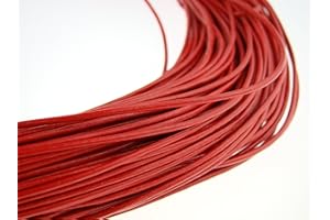 ESNADO Cordino rotondo in cuoio, 1,5 mm, colore/lunghezza: a scelta, Rot, 50 Meter / Rolle