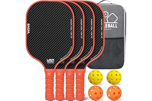 BAGAIL Juego de Paletas de Pickleball, Raquetas de Pickle Ball con 4 Pelotas de Pickleball, Ligeras, Alta Absorción de Impactos, Ergonómicas, Adecuadas para Juegos de Pelotas de Todos los Niveles