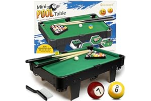 QUEENSELL Table De Jeu – Mini Table De Billard de 50 cm, Petite Tables de Pool pour Soirées Jeux en Famille – Assemblage Simple Requis