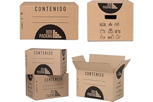 BOX PACKING BY FIELD CONTROL BOXPACKING | Cartons Déménagement | 20 Carton Demenagement | 43x30x25 cm | Boite Carton Avec Poignées | Moving Boxes