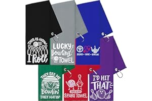 ASMIZ 6 Pack Bowling Towels with Grommet, Embroidered Bowling Hand Towels for Men Women, Bowling Ball Accessories for Sports, Fitness, Birthday Gifts - 40 x 60 cm