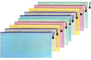 FYY Bolsa para documentos A6, 10 unidades, con cremallera, malla de plástico con cremallera, para oficina escolar, para archivos, papeles, recibos, documentos, cosméticos, bolsas de color