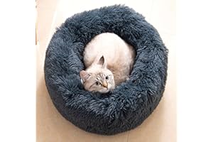 RongQiLBB Gatto Letto per Cani 60cm Rotondo Cuccia per Animali Domestici Morbida e Antiscivolo Migliora Il Animale Sonno e Mantiene Caldo di Lavabile Cuscino Cane da Interno, Grigio Scuro