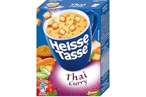 ERASCO HEISSE TASSE Heisse Tasse Thai-Curry mit Knusper-Croûtons á 3 Beutel á 0,15 l, 9er Pack (9 x 450 ml)