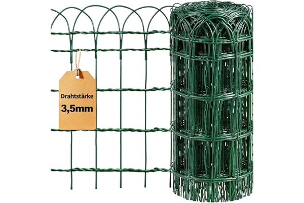 Amagabeli 0.4M x 25M clôture de Bordure de Jardin Vert 2.95mm RAL6005 Fil métallique Enduit de PVC clôture Filet antirouille pour barrière extérieure pour Animaux de Fleurs DA140