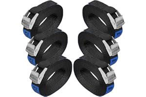 Sangle à Griffe Sangle d'arrimage Sangle de Fixation - Noir - Charge maximale 250 kg DIN en 12195-2, Pièces:Paquet de 6 pièces 2.5 cm x 2.5 m