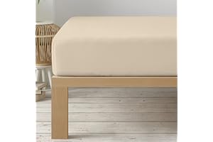 Degrees Home - KOLEKCJA - Prześcieradło z gumką 200 x 190 x 33 - Regulowane - Poliester Z Mikrofibry Crazowej - Beżowy