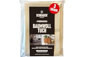 ‎SCHRADER BREMEN Schrader Premium Baumwolltuch - Poliertuch für alle Oberflächen, Möbel, Kleidung, Leder, Holz - cremefarben - 25x33cm - 3 Stück