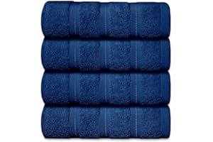 CASABELLA Premium Quality 4 Royal Blue Hand Towels 100% Combed Cotton 650 GSM Dry Hand Towels Set (50X90 CM) Super Soft 4 Towels for Gym, Spa & Pool