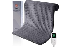 KDTI Coussin Chauffant, 80 × 60 cm, Coussin Chauffant Électrique avec Arrêt Automatique et 6 Niveaux de Température, pour Dos, Épaule, Ventre, Cou, Lavable en Machine